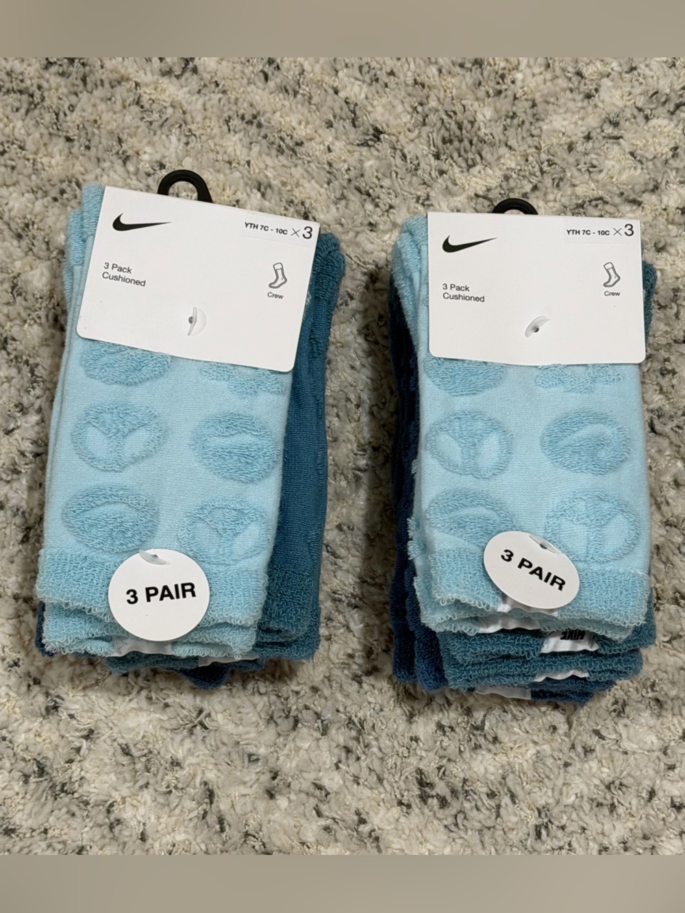 Girls' Nike Terry Smile 3 Pack Crew - bundle. Size youth 7c-10c